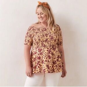 Penningtons smocked off shoulder top Blouse size 2X NWT